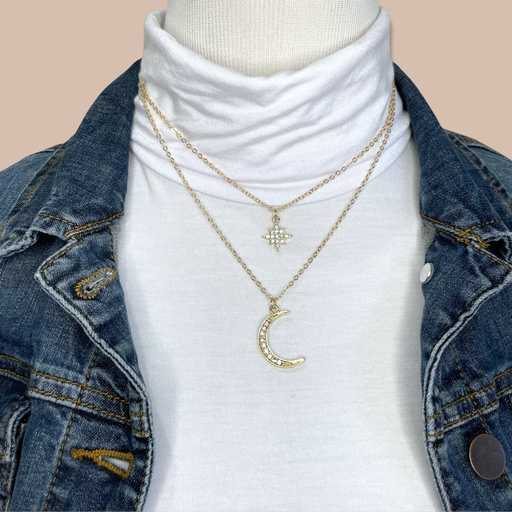 CLEARANCE🔥 Double Layer Star Crescent Moon Necklace